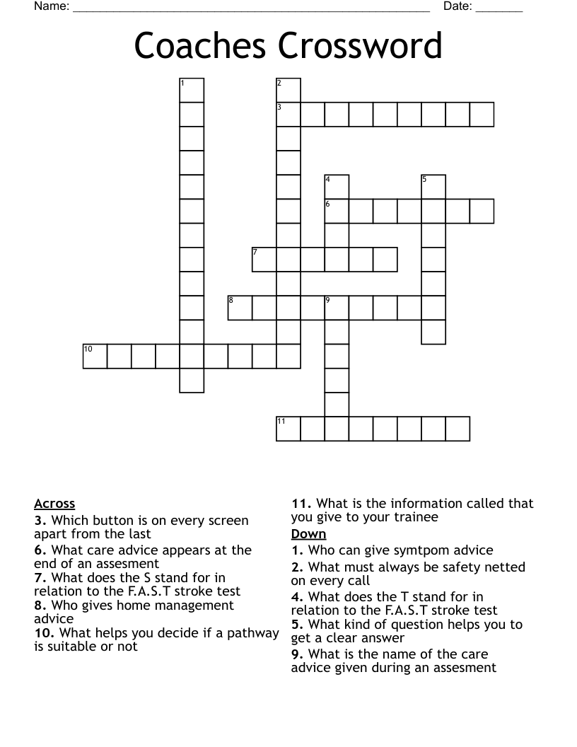 Coaches Crossword