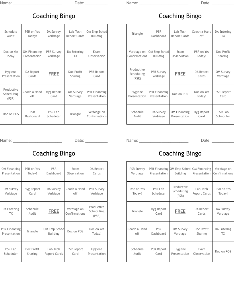Coaching Bingo
