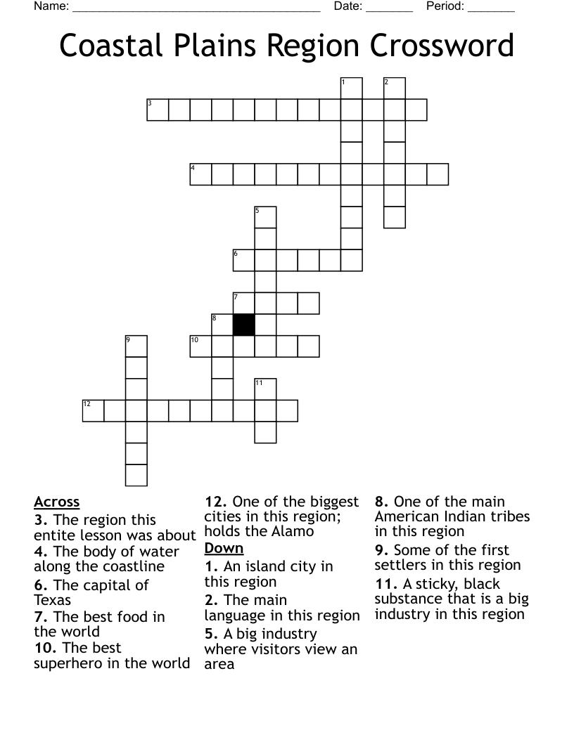 Coastal Plains Region Crossword