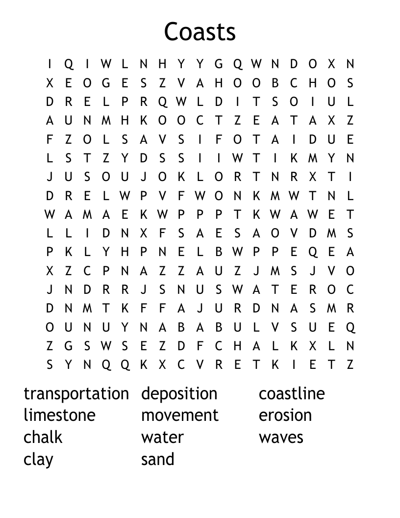 Coasts Word Search