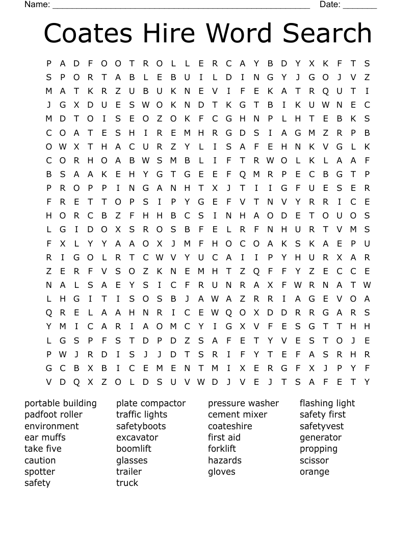 Coates Hire Word Search
