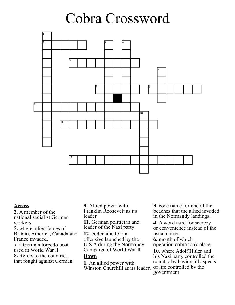 Cobra Crossword