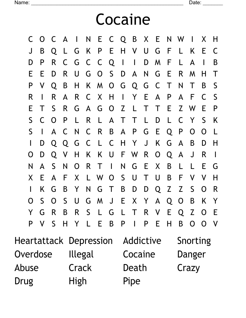 Cocaine Word Search
