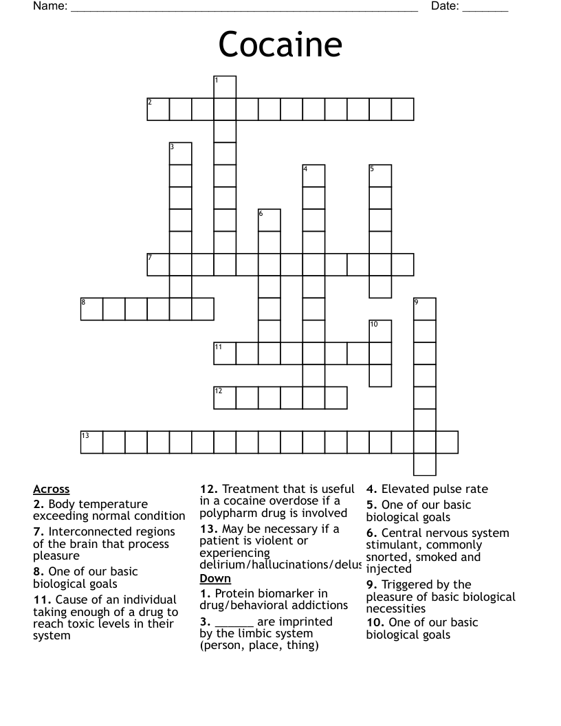 Cocaine Crossword