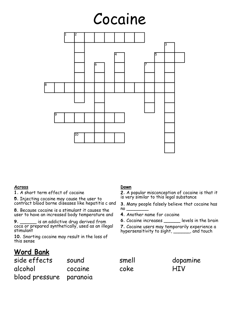 Cocaine Crossword