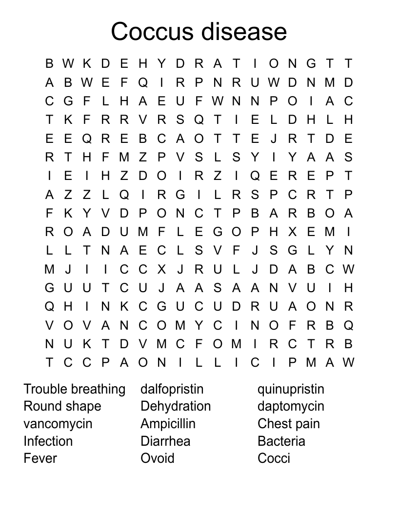 Coccus disease  Word Search