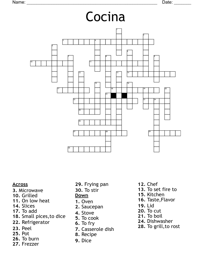 Cocina Crossword