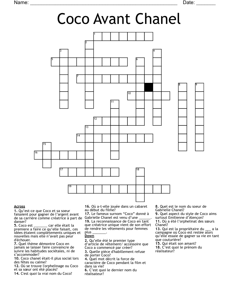 Coco Avant Chanel Crossword
