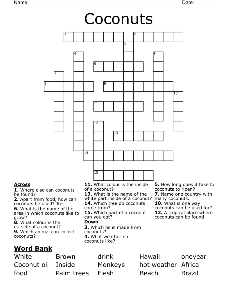 Coconuts Crossword