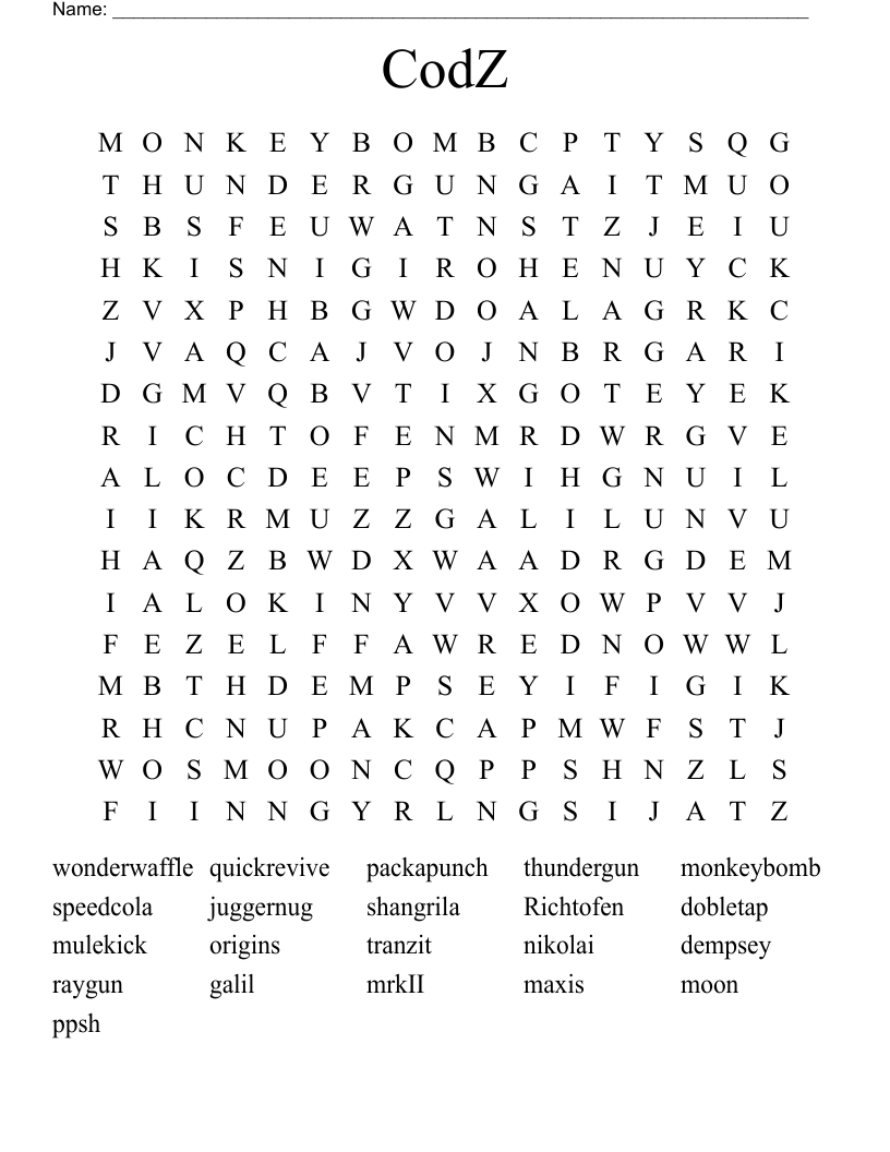 CodZ Word Search