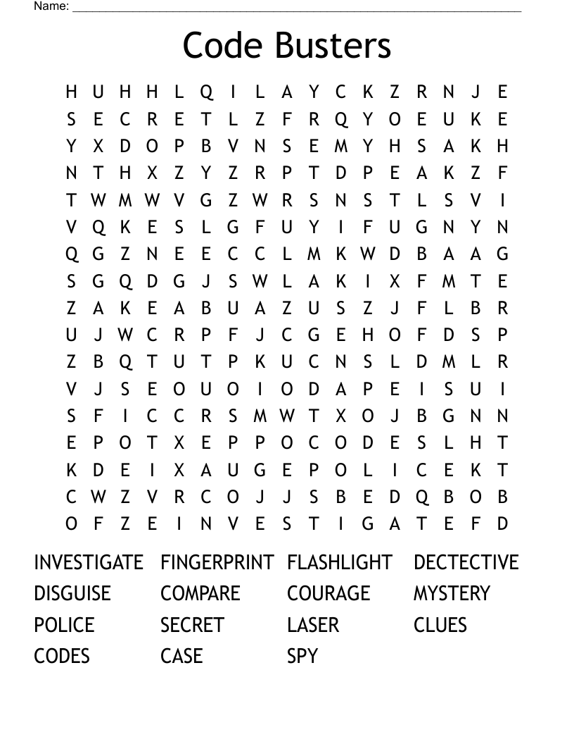 Code Busters Word Search