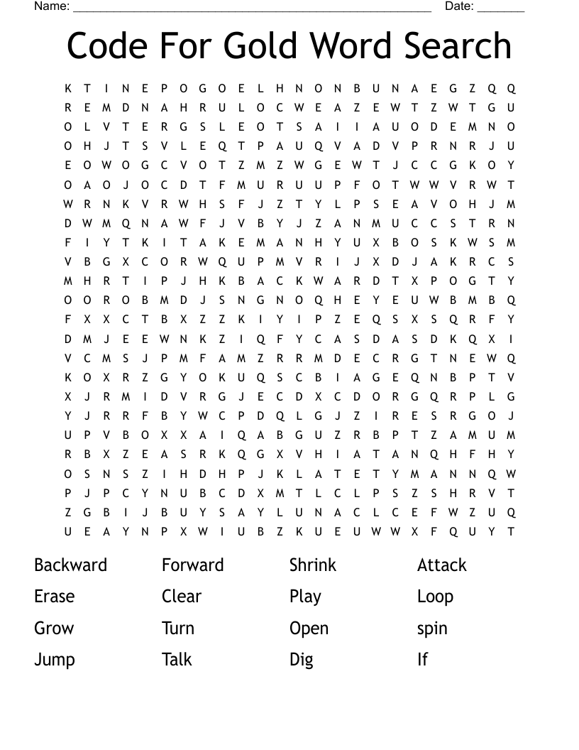 Code For Gold Word Search