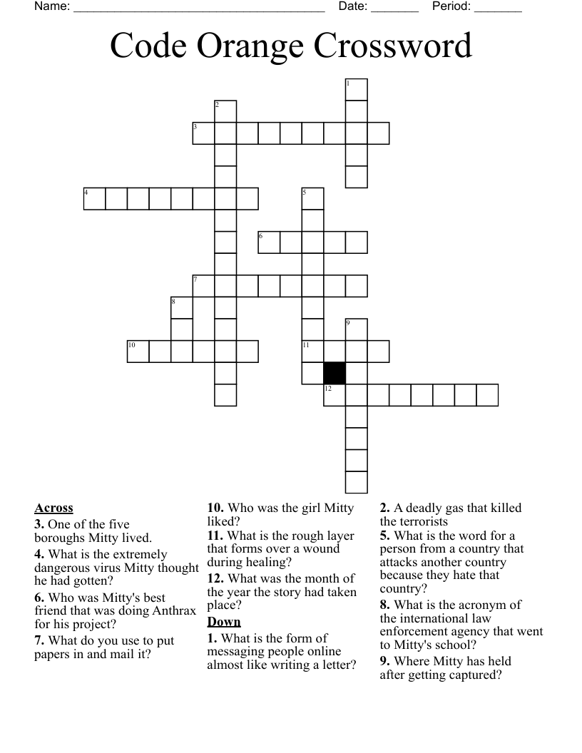 Code Orange Crossword