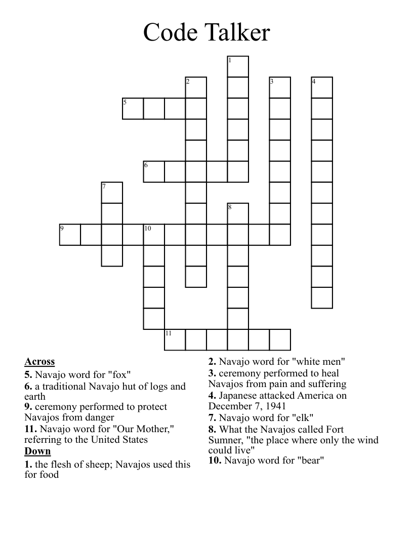 Code Talker Crossword