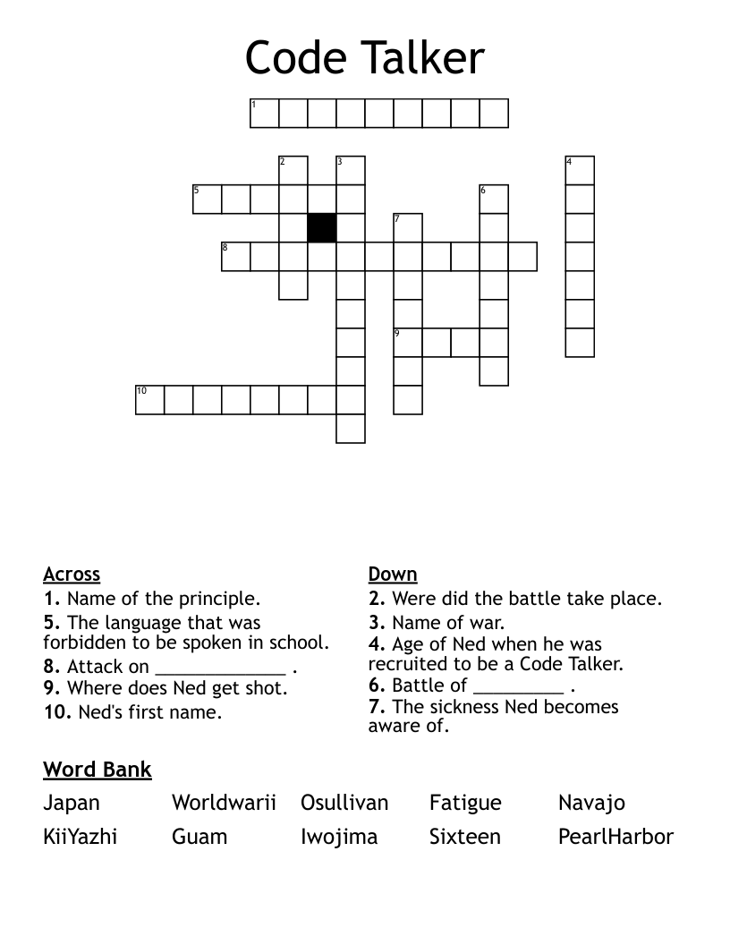 Code Talker Crossword