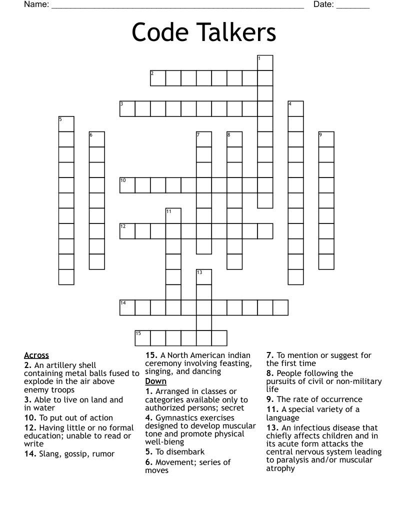 Code Talkers Crossword