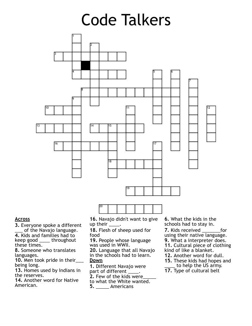 Code Talkers Crossword