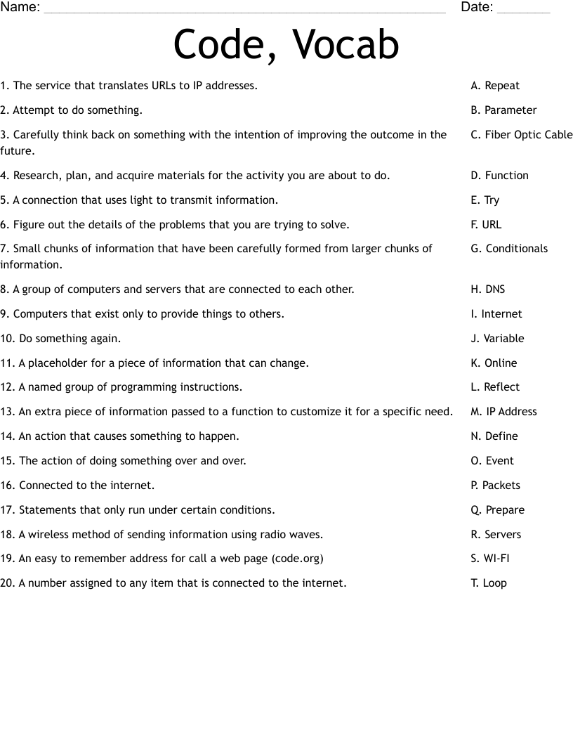 Code, Vocab