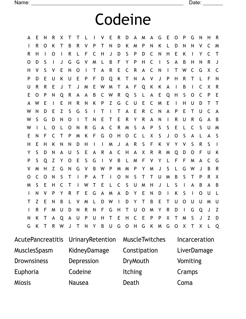 Codeine Word Search