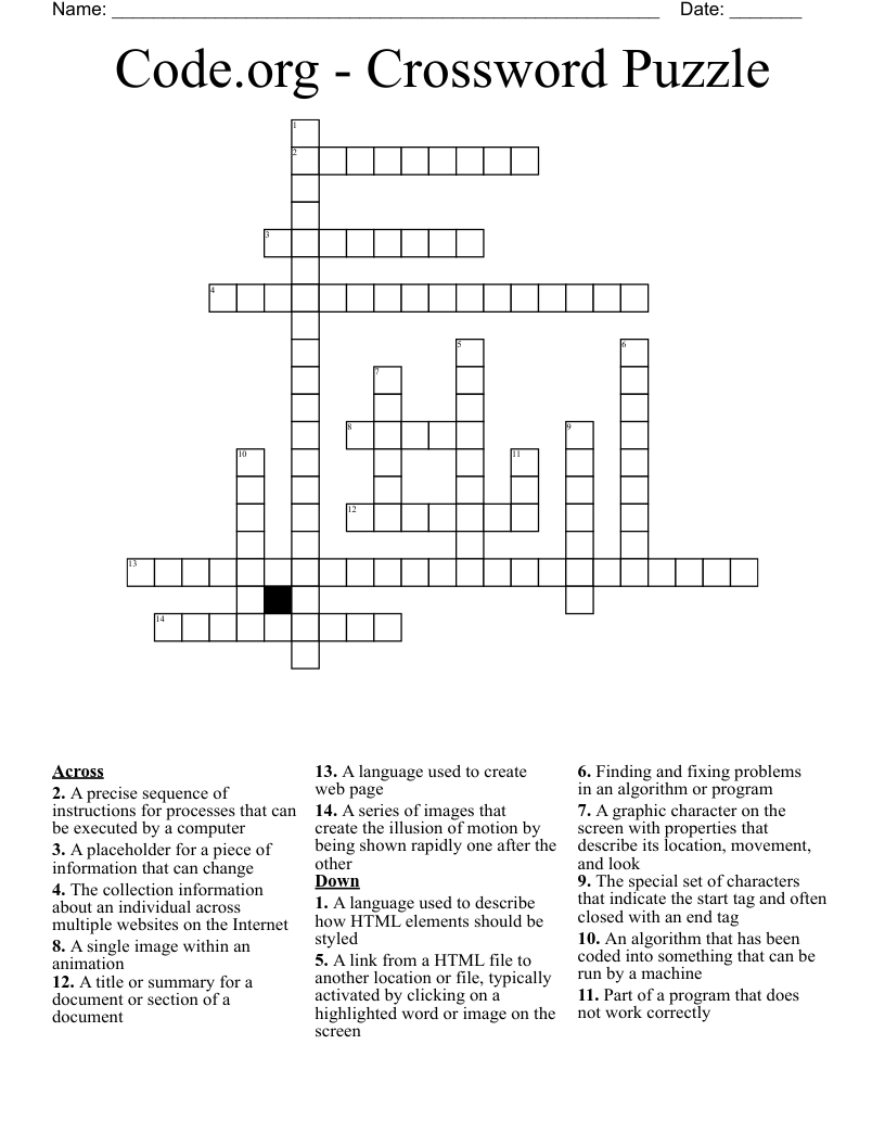 Code.org - Crossword Puzzle