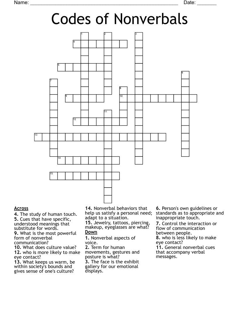 Codes of Nonverbals Crossword