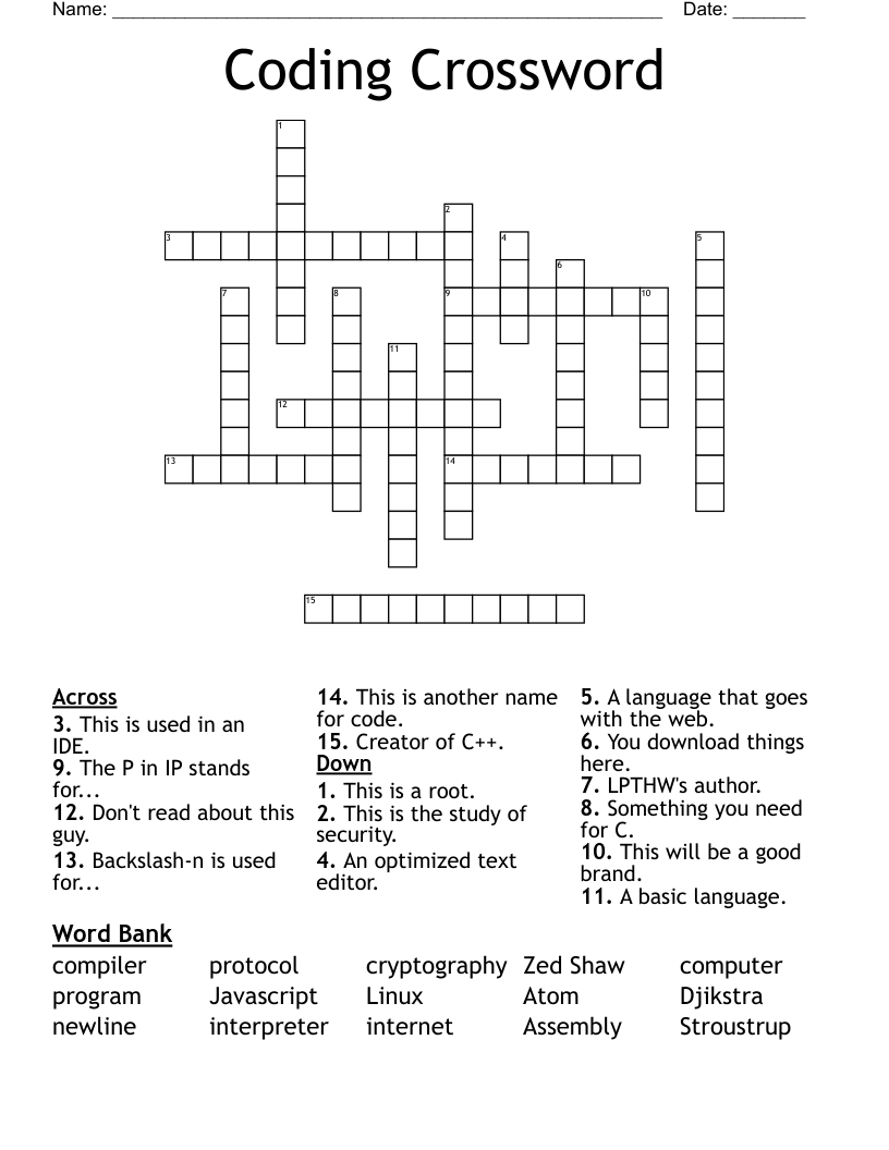 Coding Crossword
