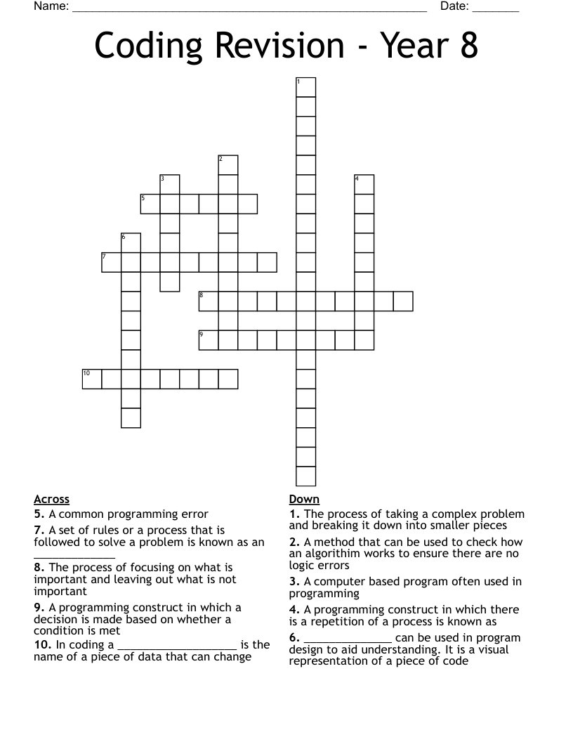 Coding Revision - Year 8 