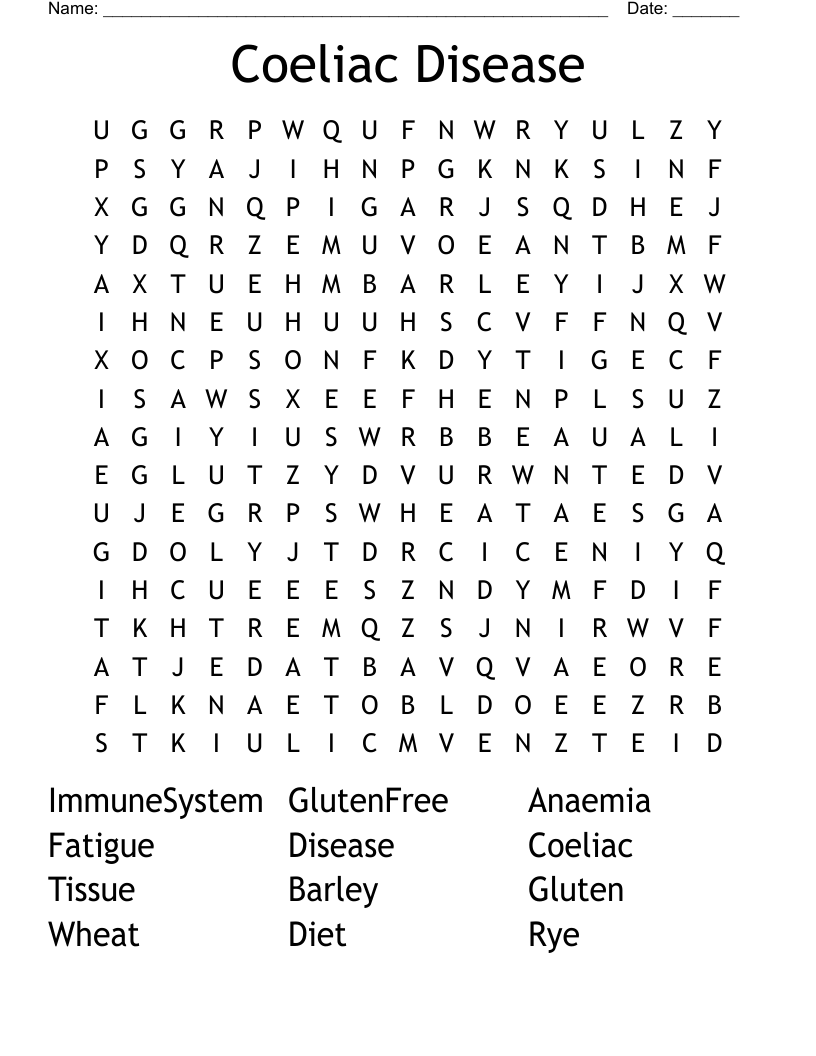 Coeliac Disease Word Search