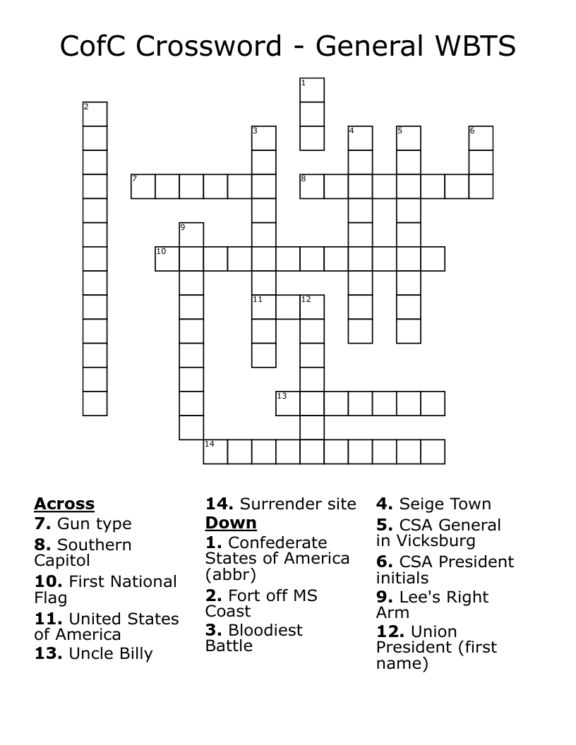 CofC Crossword - General WBTS