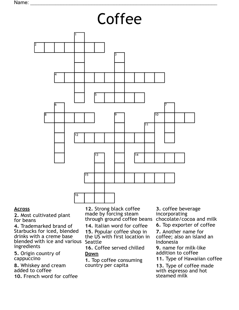 Coffee Crossword