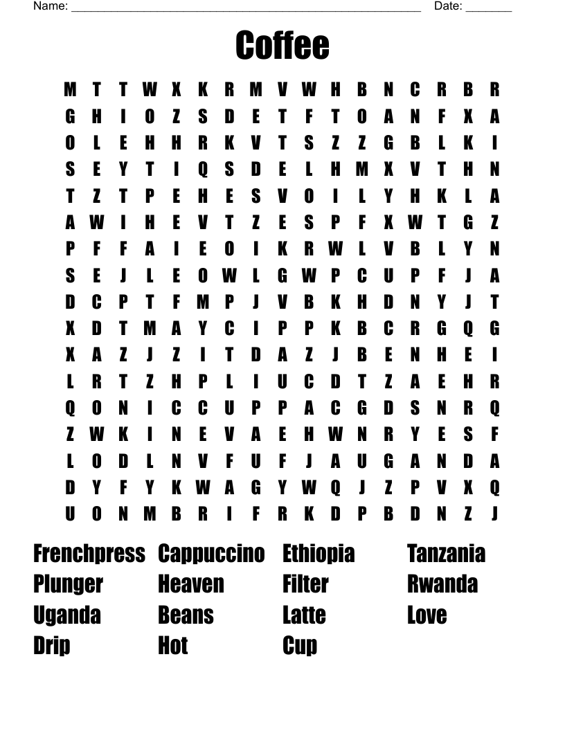 Coffee Word Search