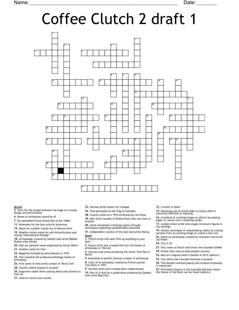 Coffee Clutch 2 draft 1 Crossword