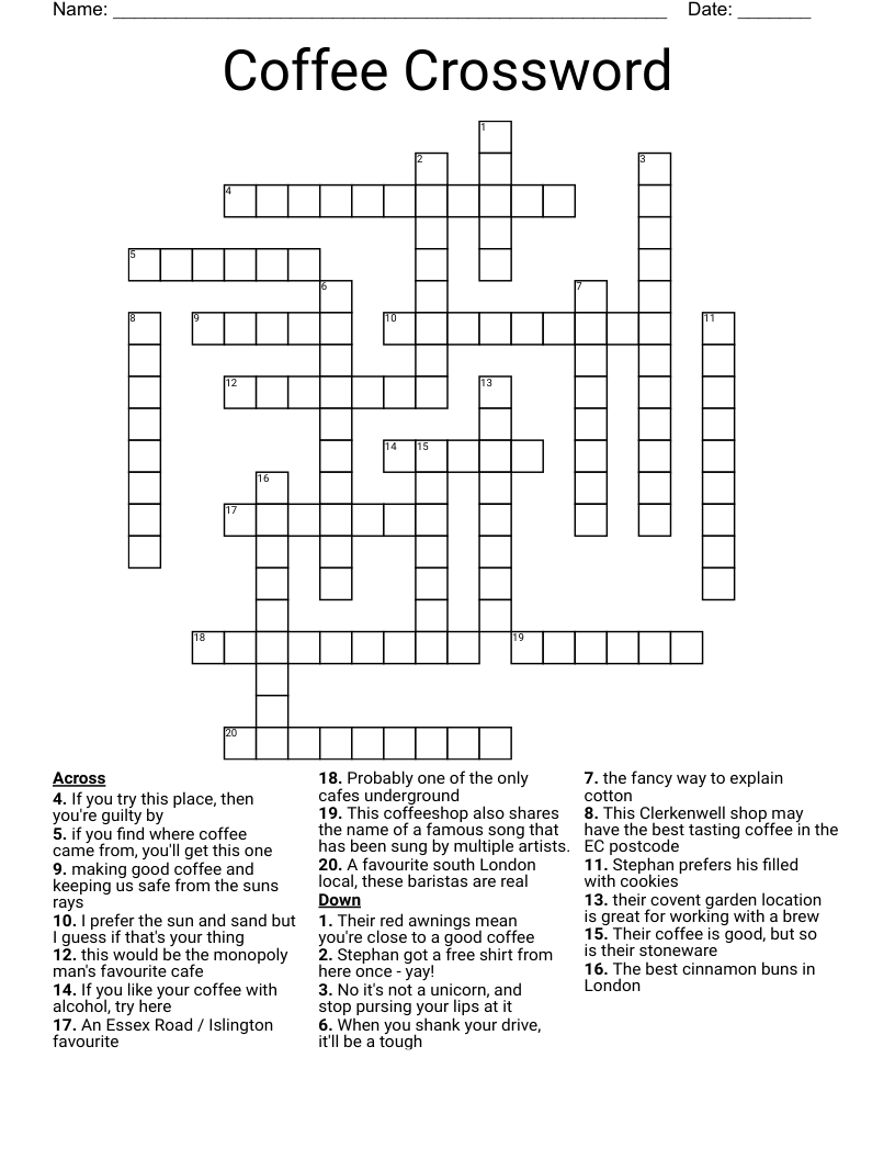 Coffee Crossword