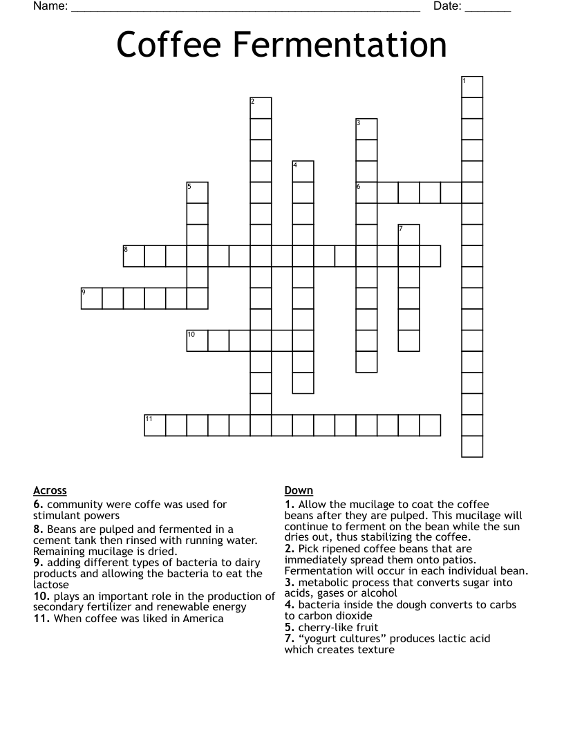 Coffee Fermentation  Crossword