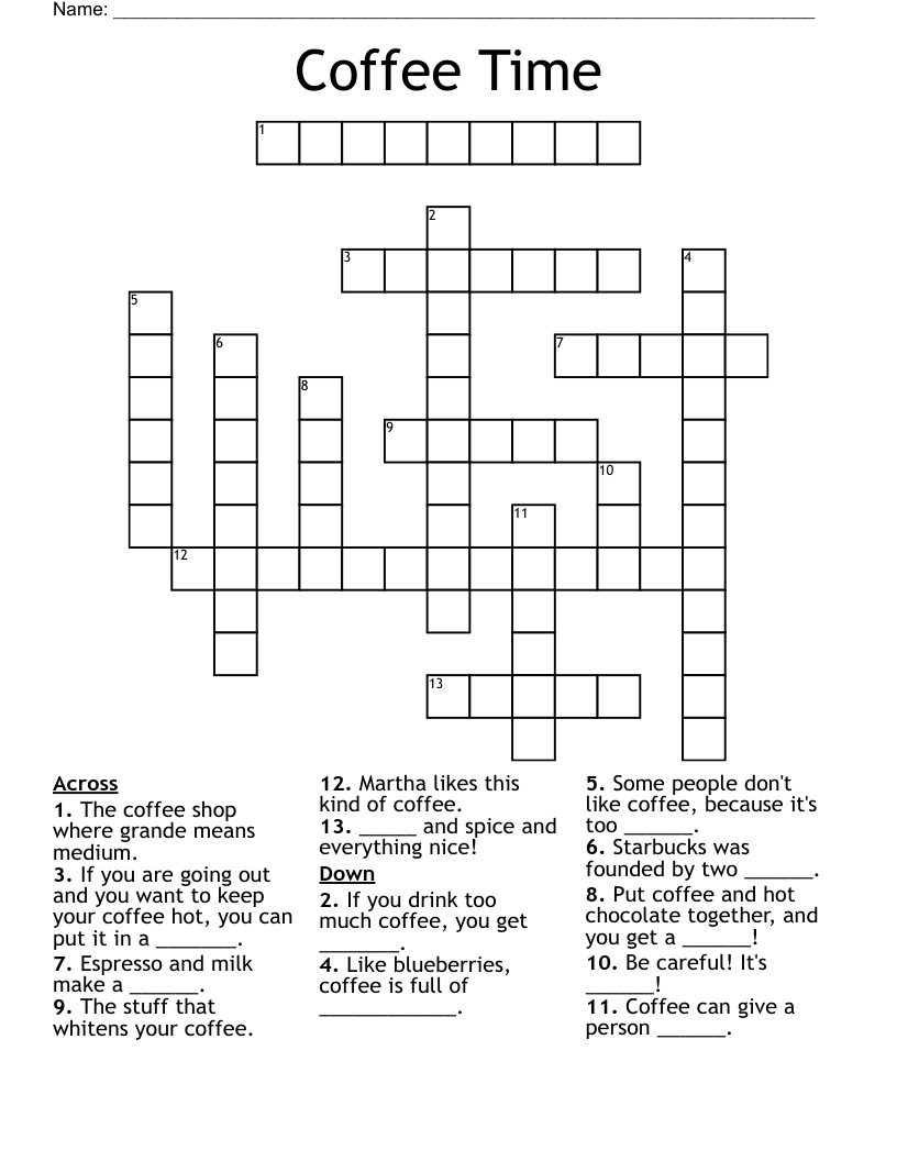 Coffee Time Crossword