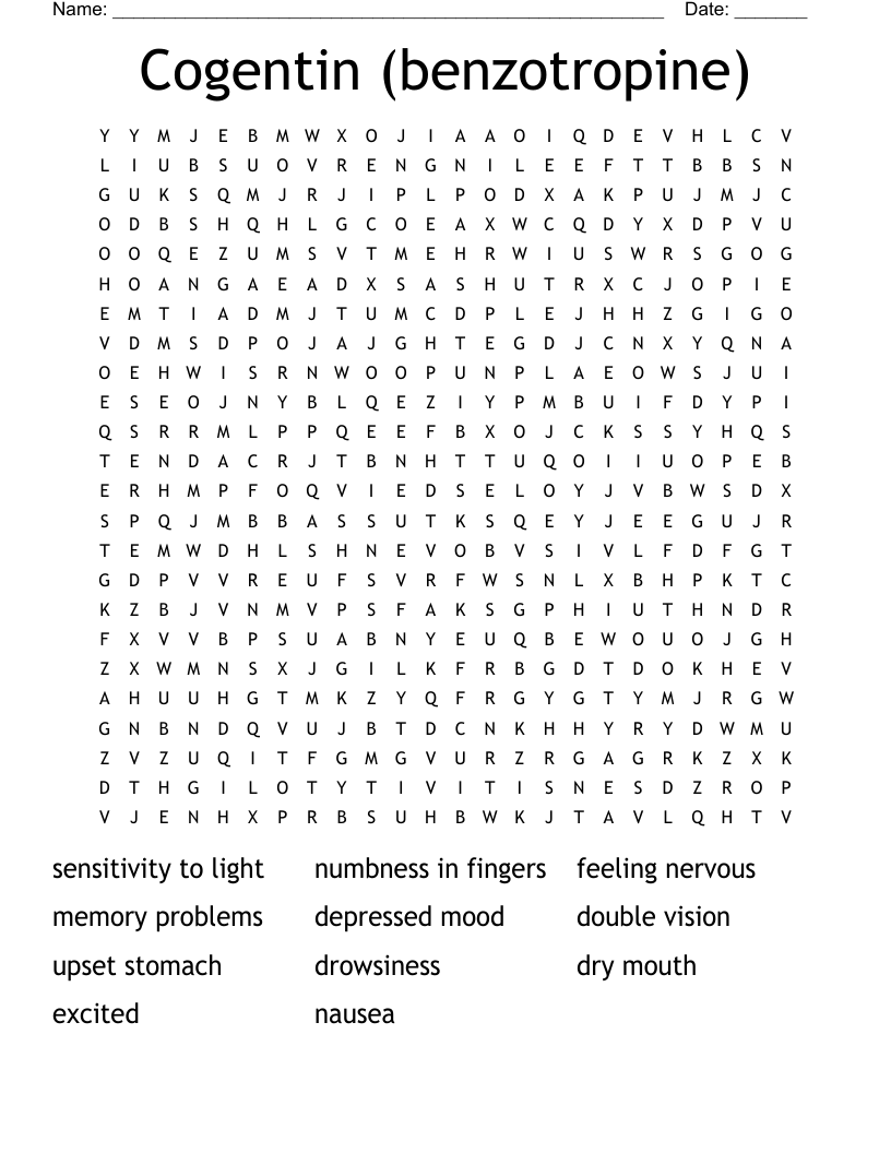 Cogentin (benzotropine) Word Search