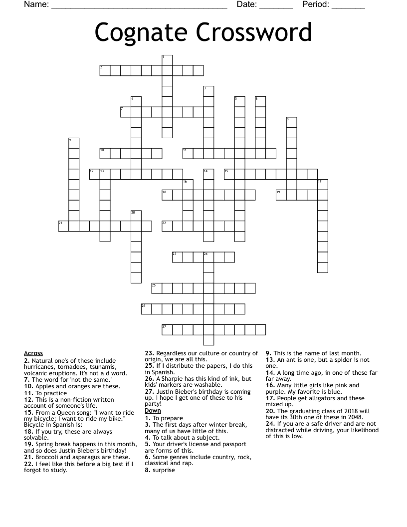 Cognate Crossword