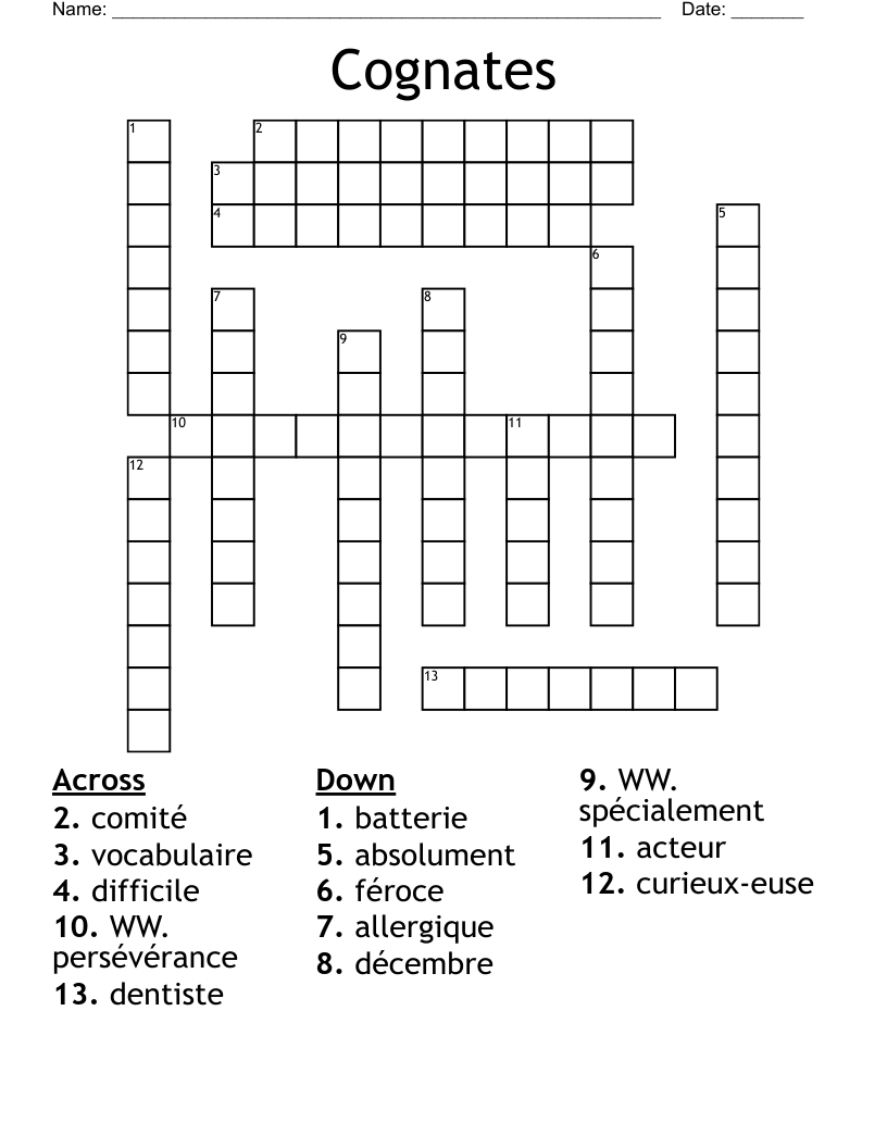Cognates Crossword