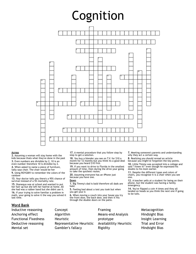 Cognition Crossword