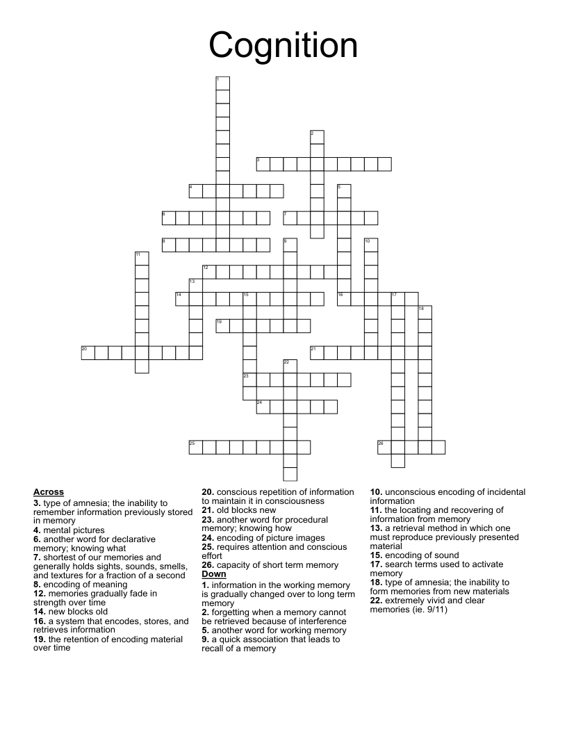 Cognition Crossword