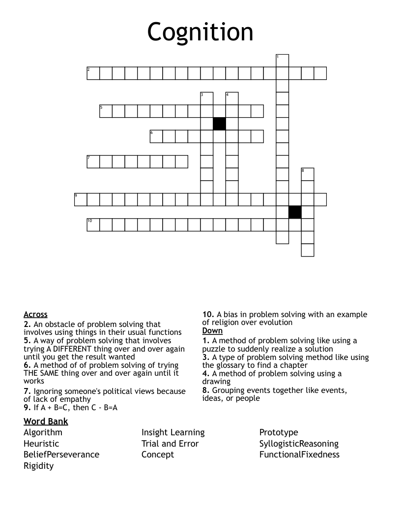 Cognition Crossword
