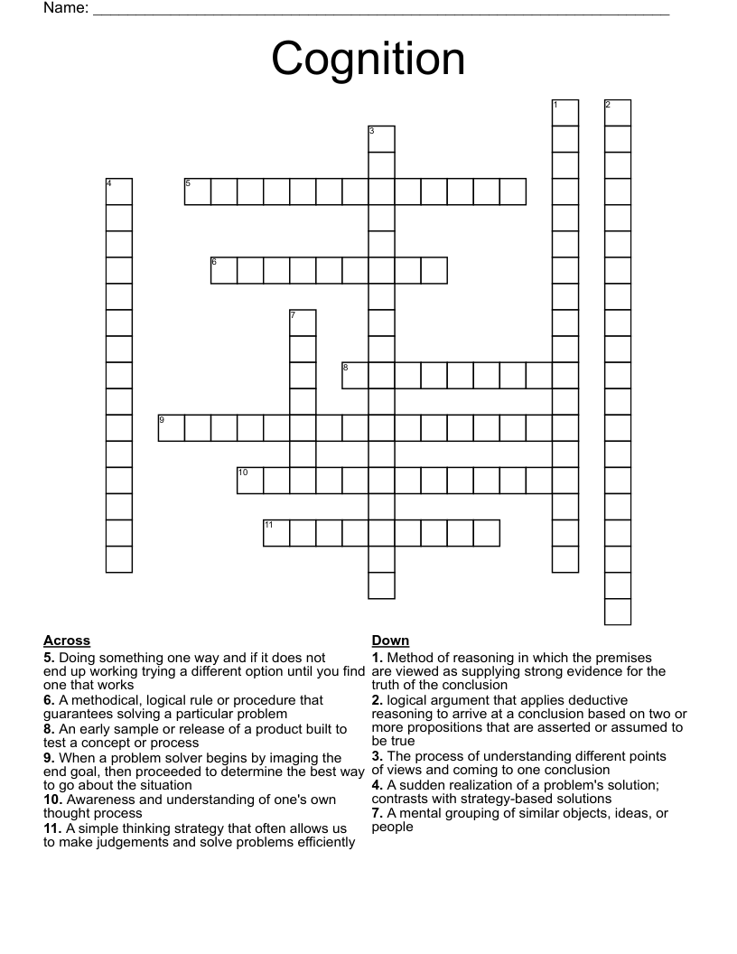 Cognition Crossword