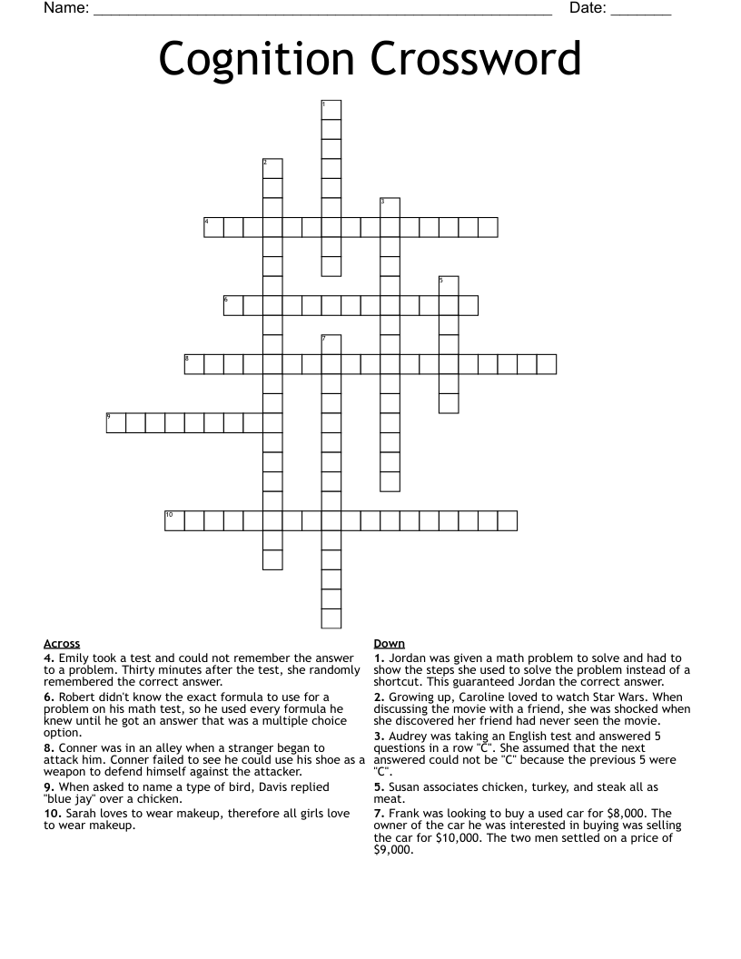 Cognition Crossword