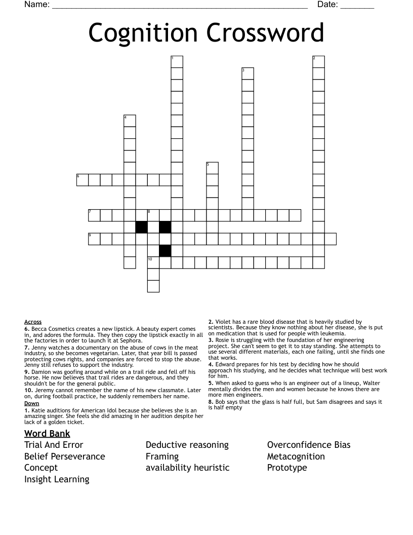 Cognition Crossword