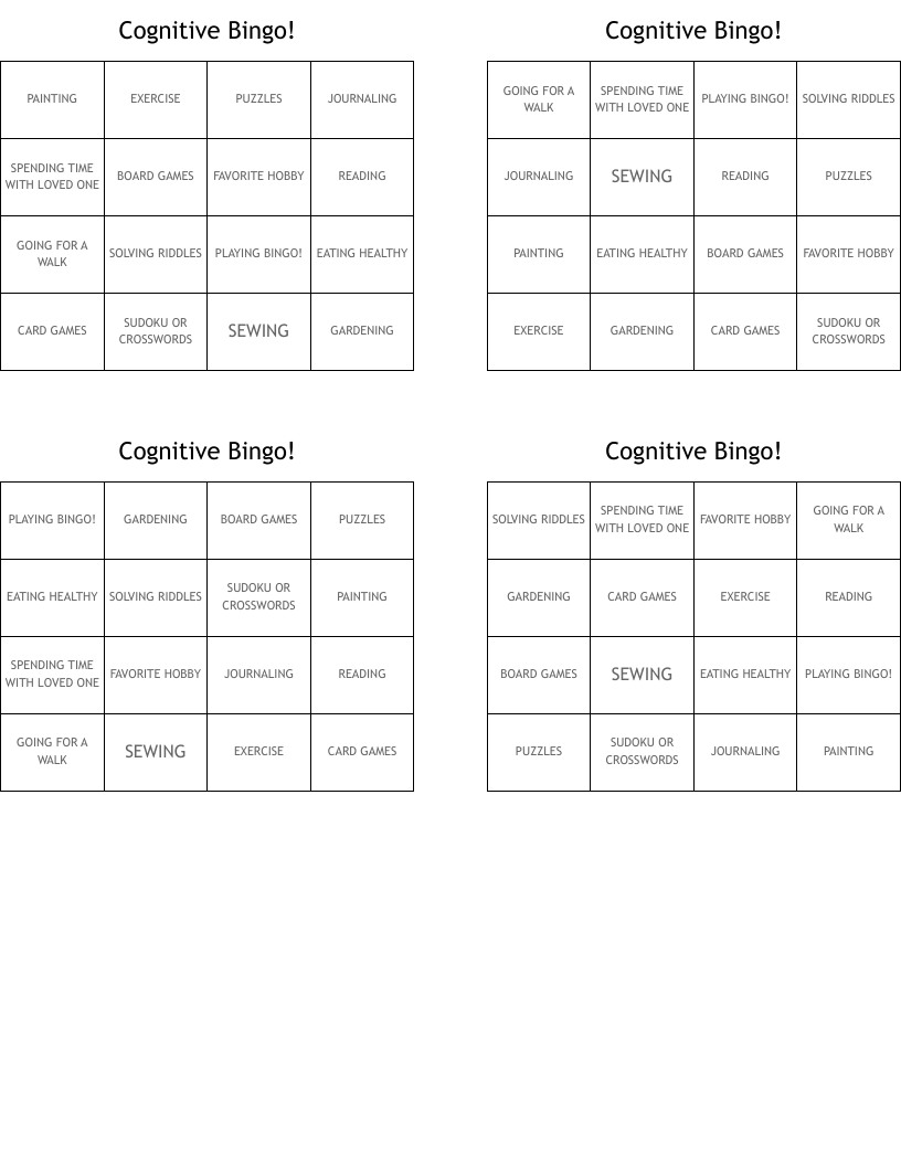 Cognitive Bingo! 