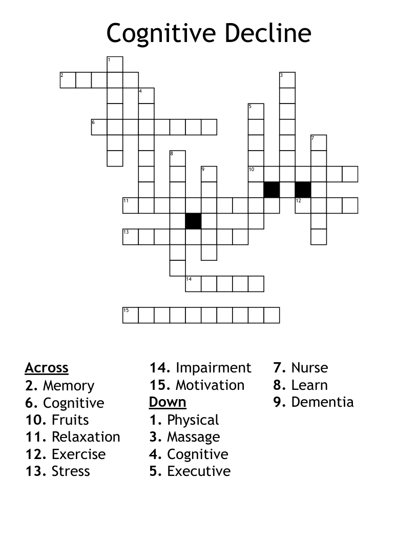 Cognitive Decline Crossword