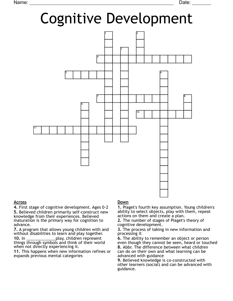 Cognitive Development Crossword