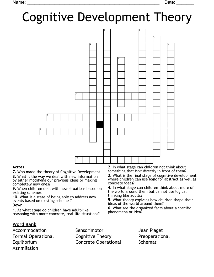 Cognitive Development Theory Crossword