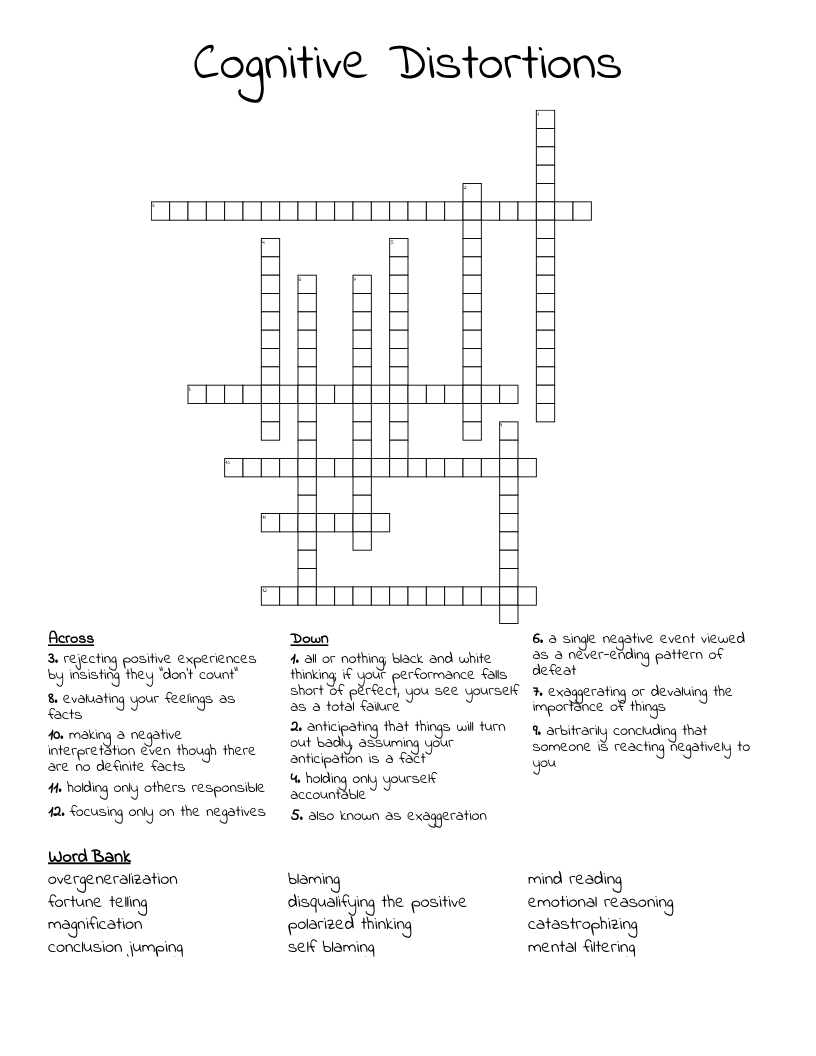 Cognitive Distortions Crossword
