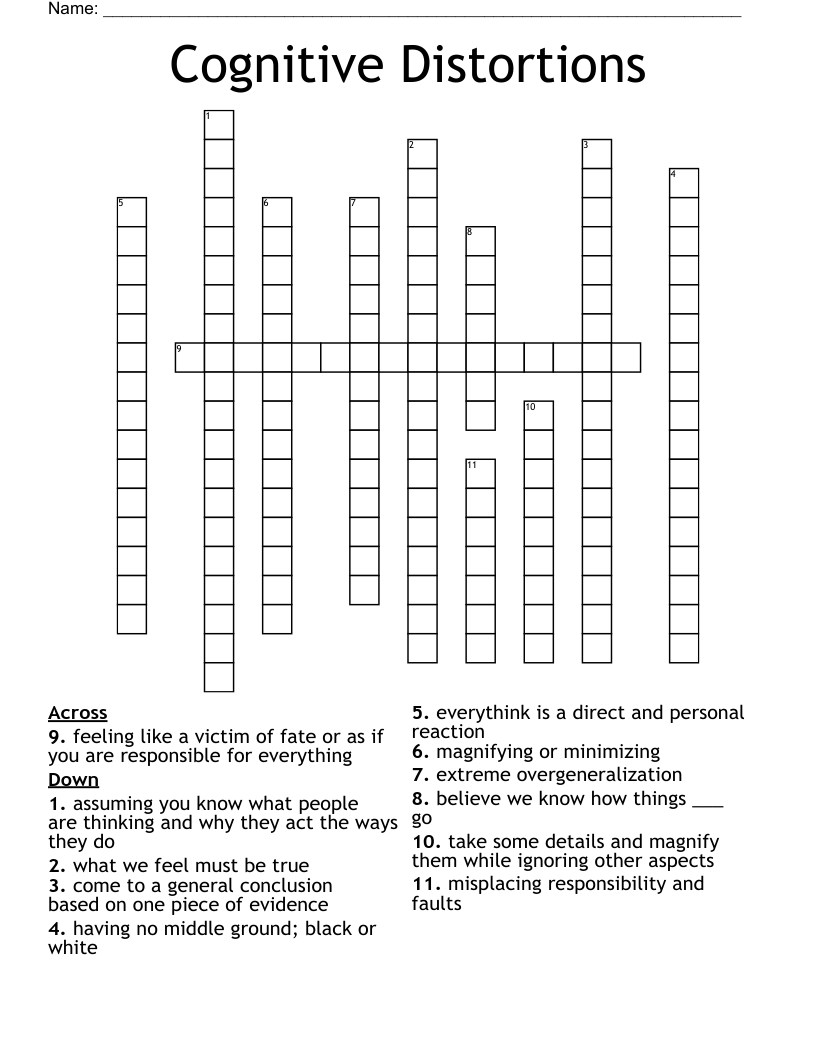 Cognitive Distortions  Crossword